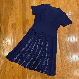 1940s TRUE VINTAGE NAVY POLKA DOT VOLUP DRESS